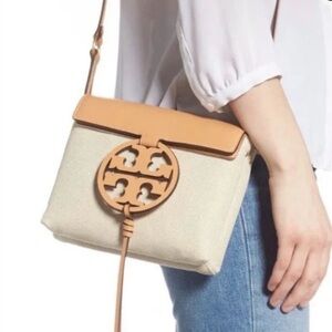 3596 Tory Burch Miller Canvas Crossbody Bag